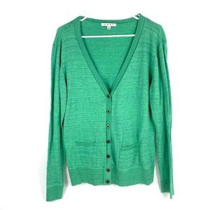 CAbi green cardigan. Style# 697